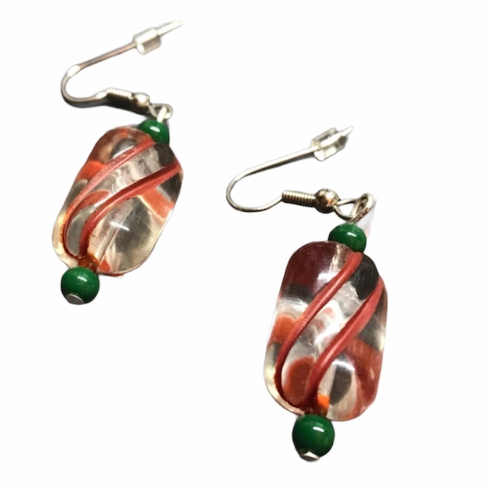 Dangle earrings glass bead handmade MunandMe drop